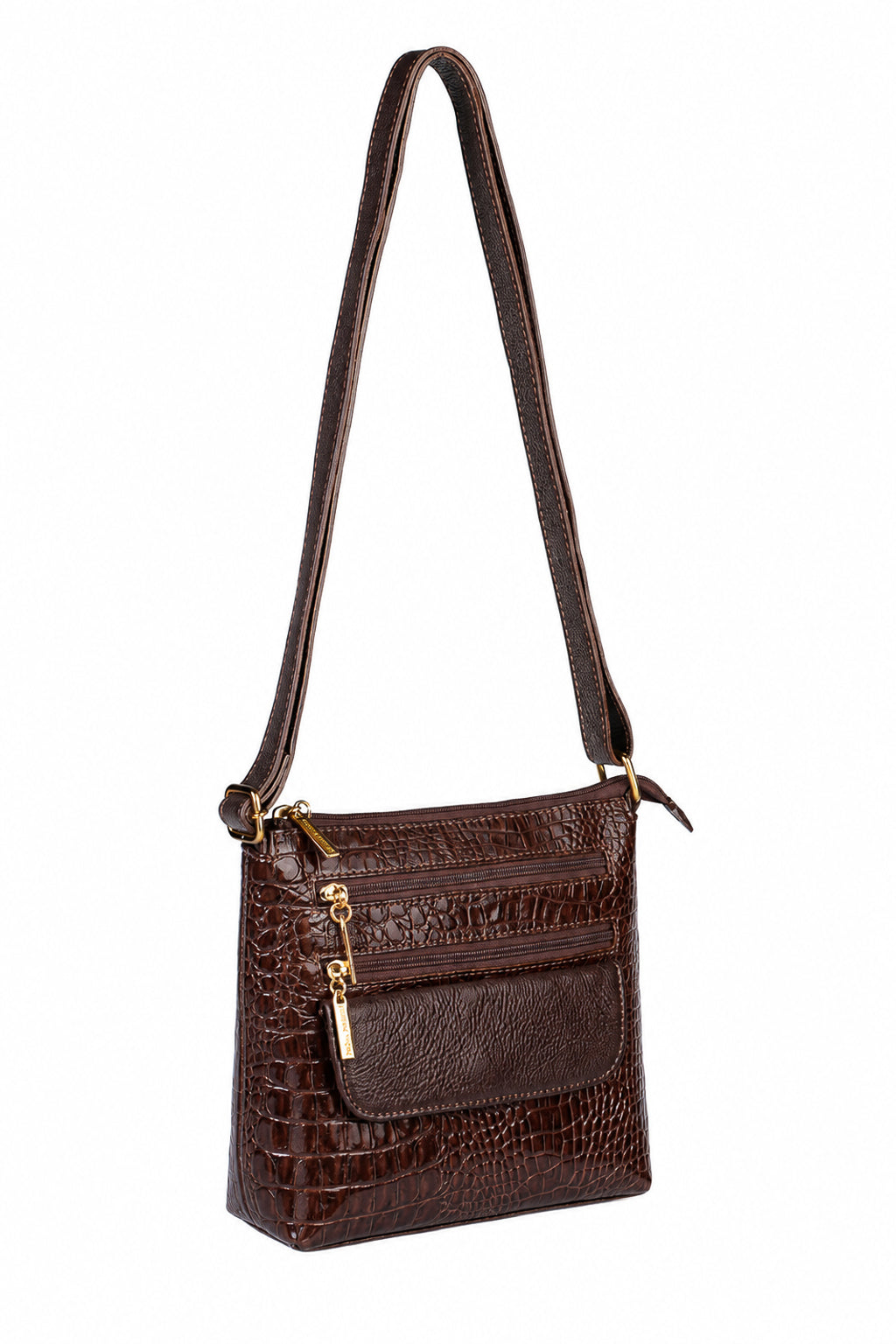 Bolsa transversal de couro croco Maura