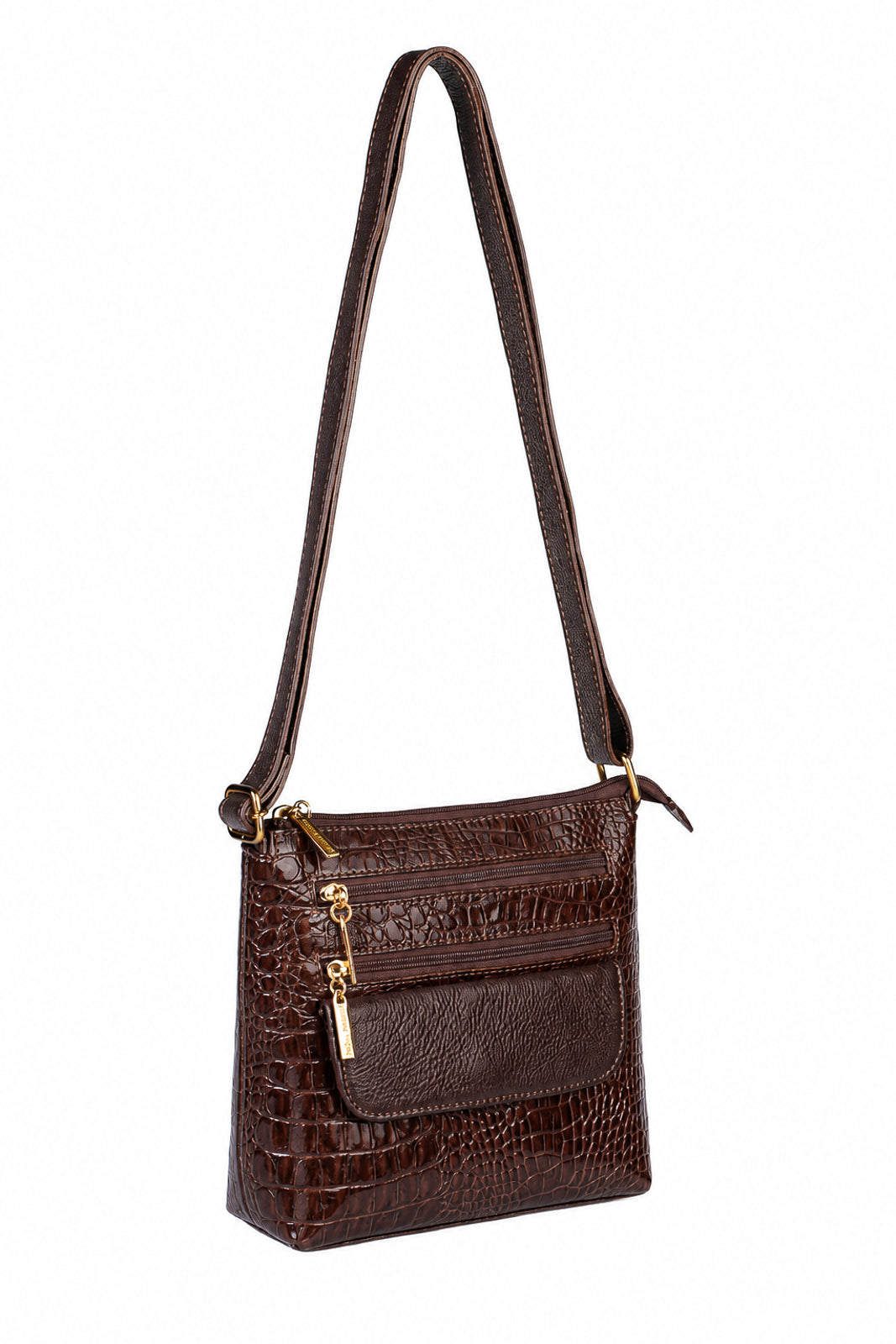 Bolsa transversal de couro croco Maura