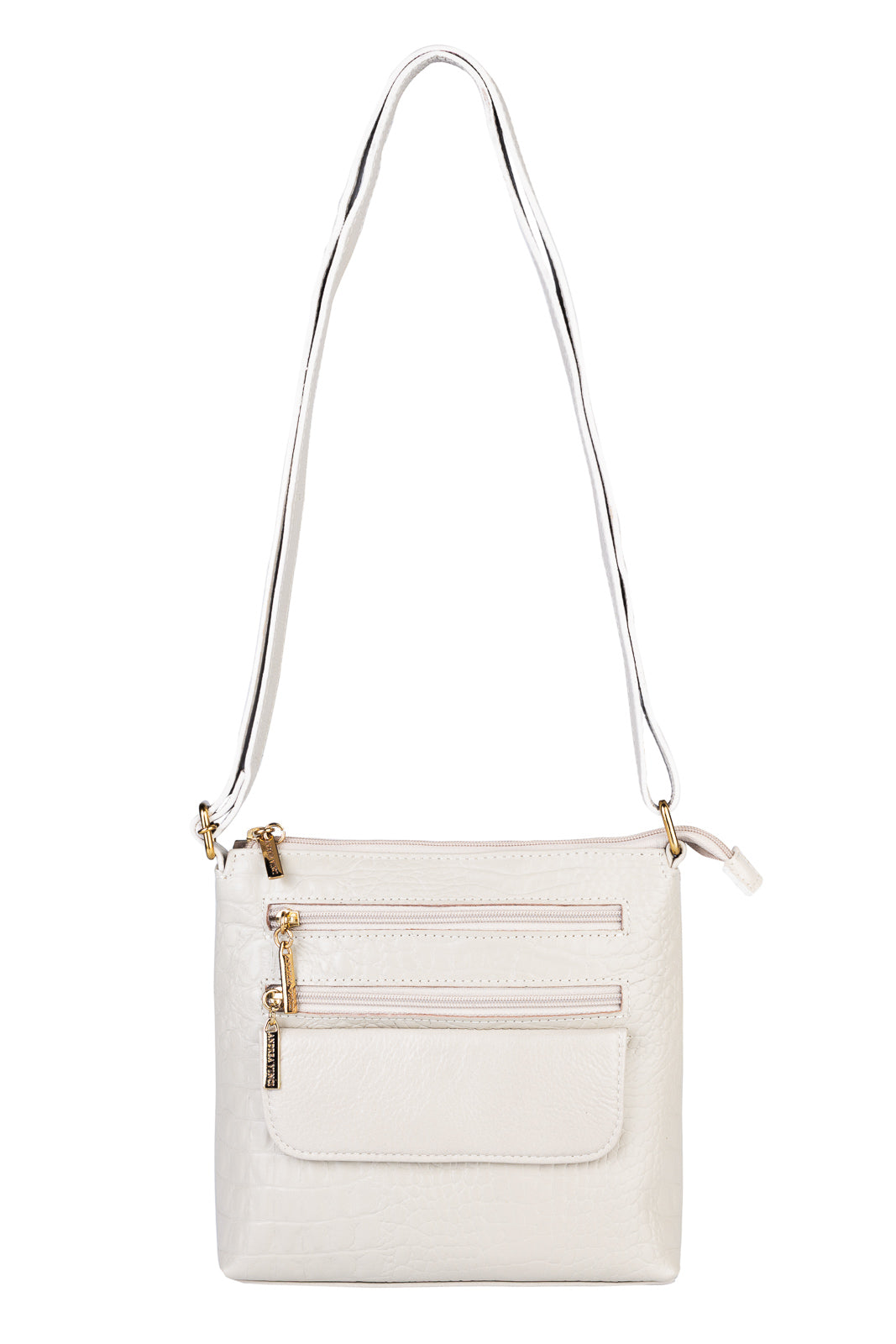 Bolsa transversal de couro croco Maura na cor marfim — Enluaze