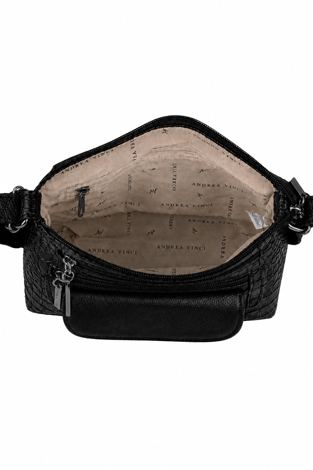 Bolsa transversal de couro croco metais grafite Maura