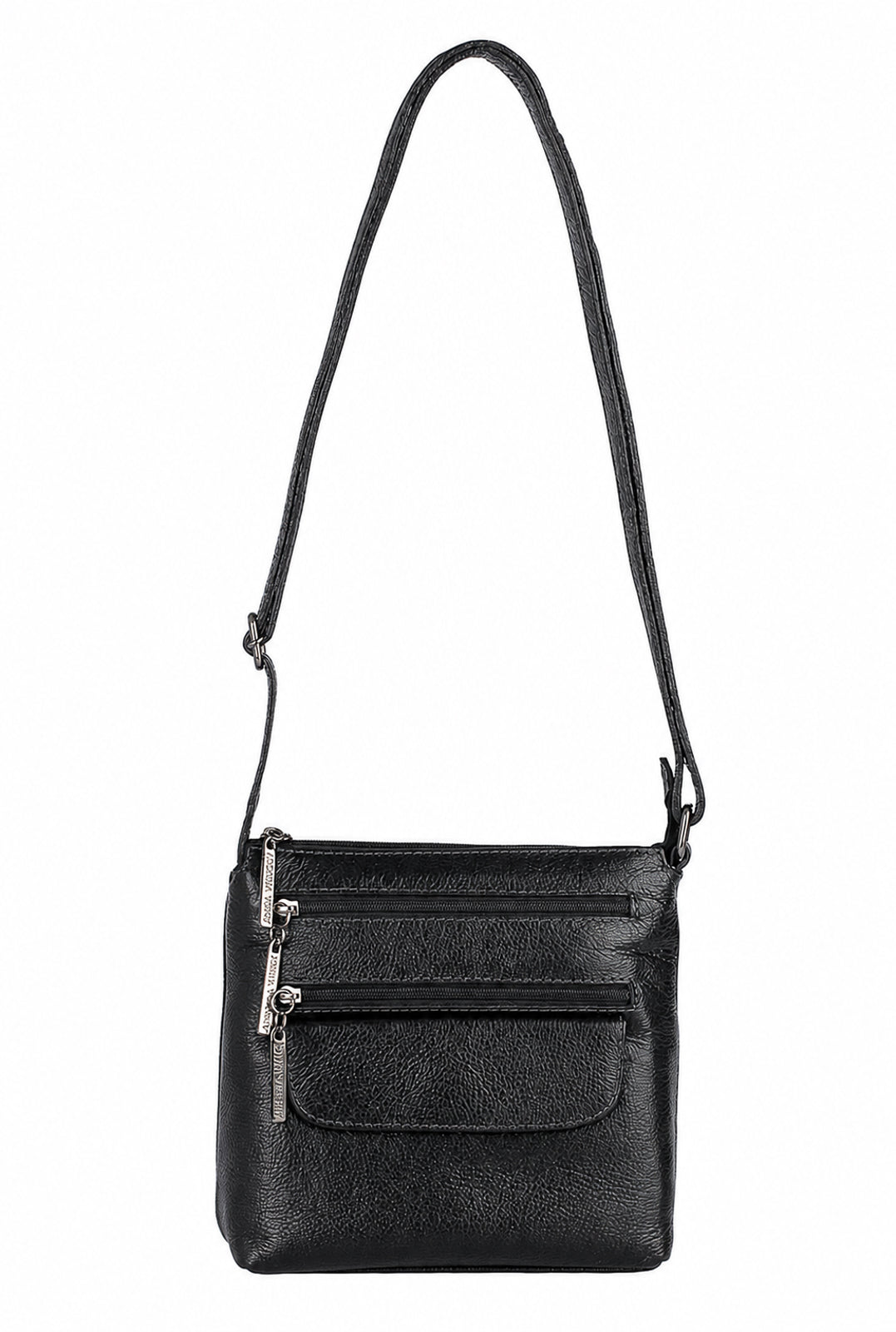 Bolsa transversal de couro liso metais grafite Maura