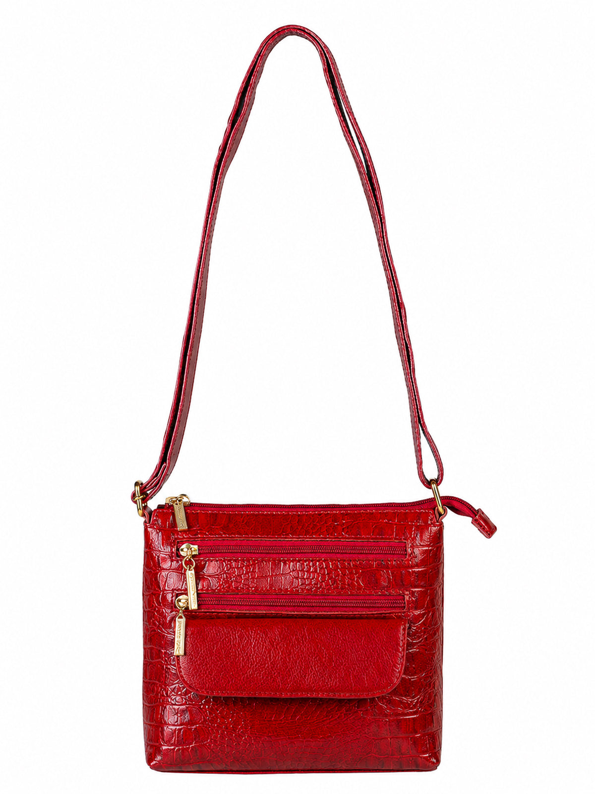 Bolsa transversal de couro croco Maura na cor vermelho — Enluaze