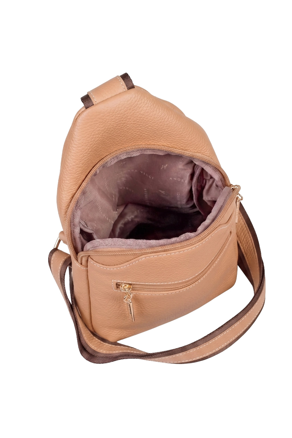 Mini mochila feminina transversal de couro liso Jenny