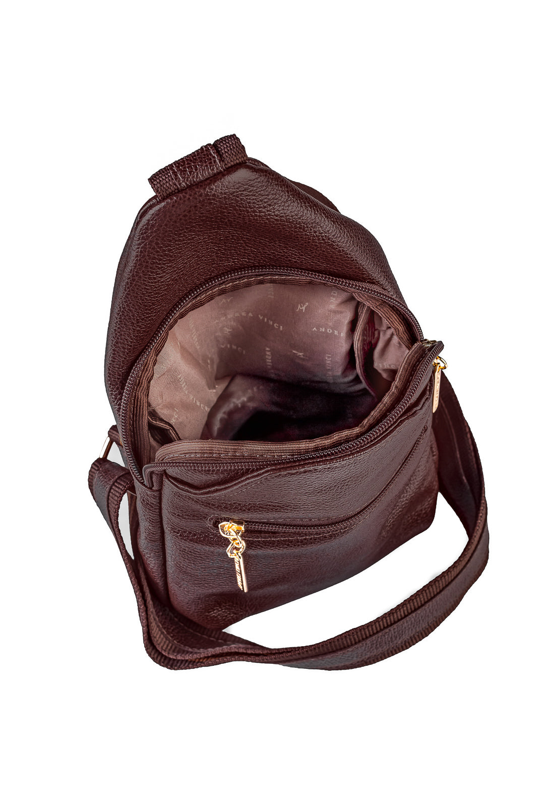 Mini mochila feminina transversal de couro liso Jenny