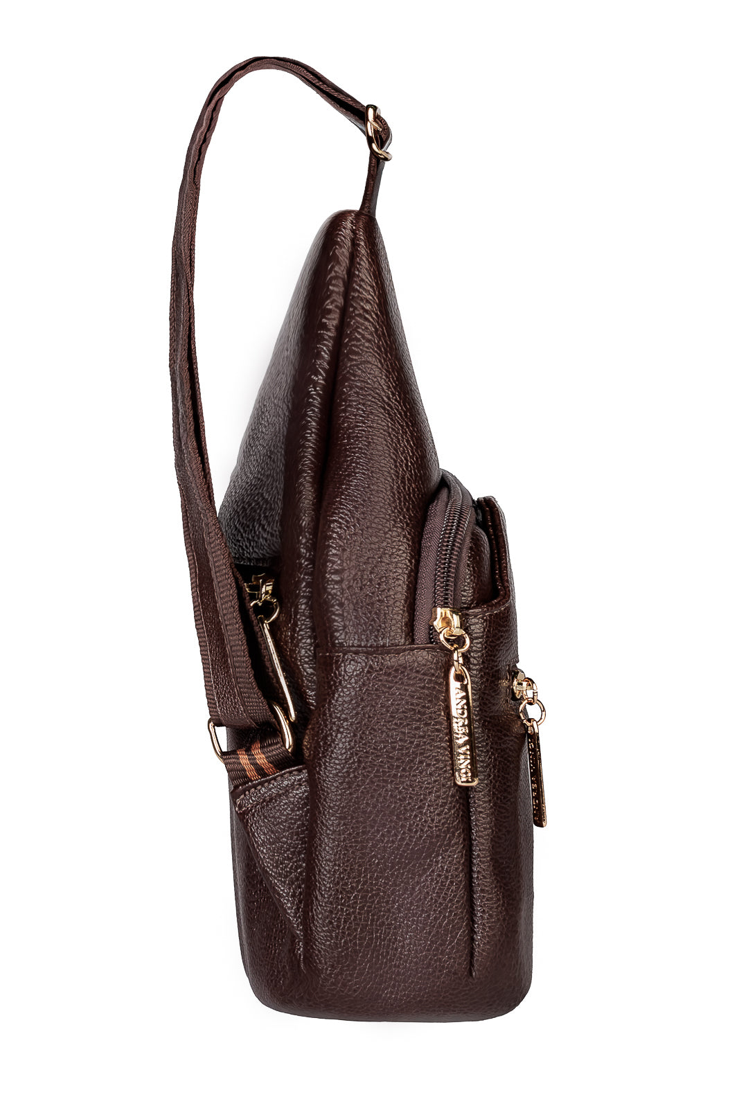 Mini mochila feminina transversal de couro liso Jenny