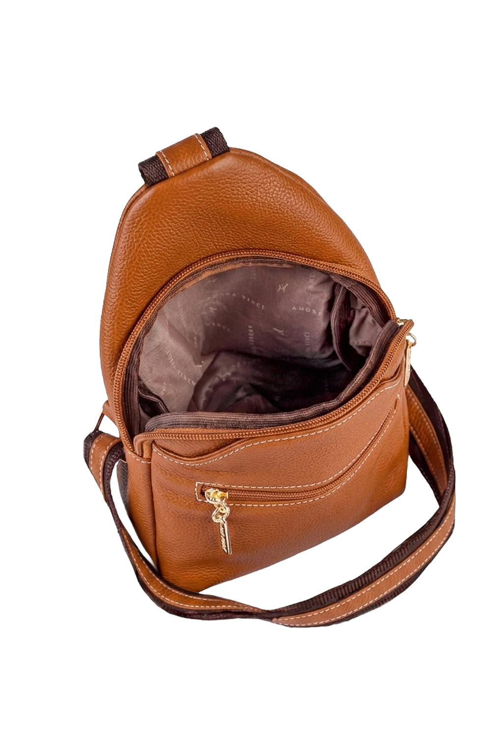 Mini mochila feminina transversal de couro liso Jenny