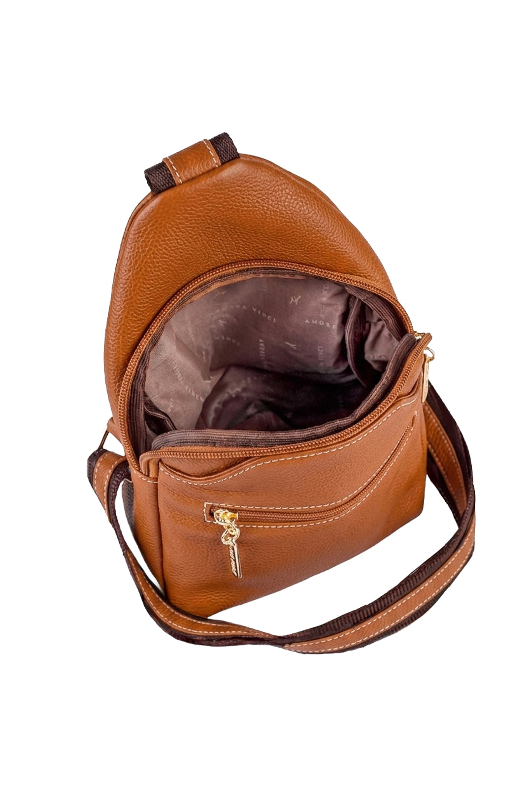 Mini mochila feminina transversal de couro liso Jenny