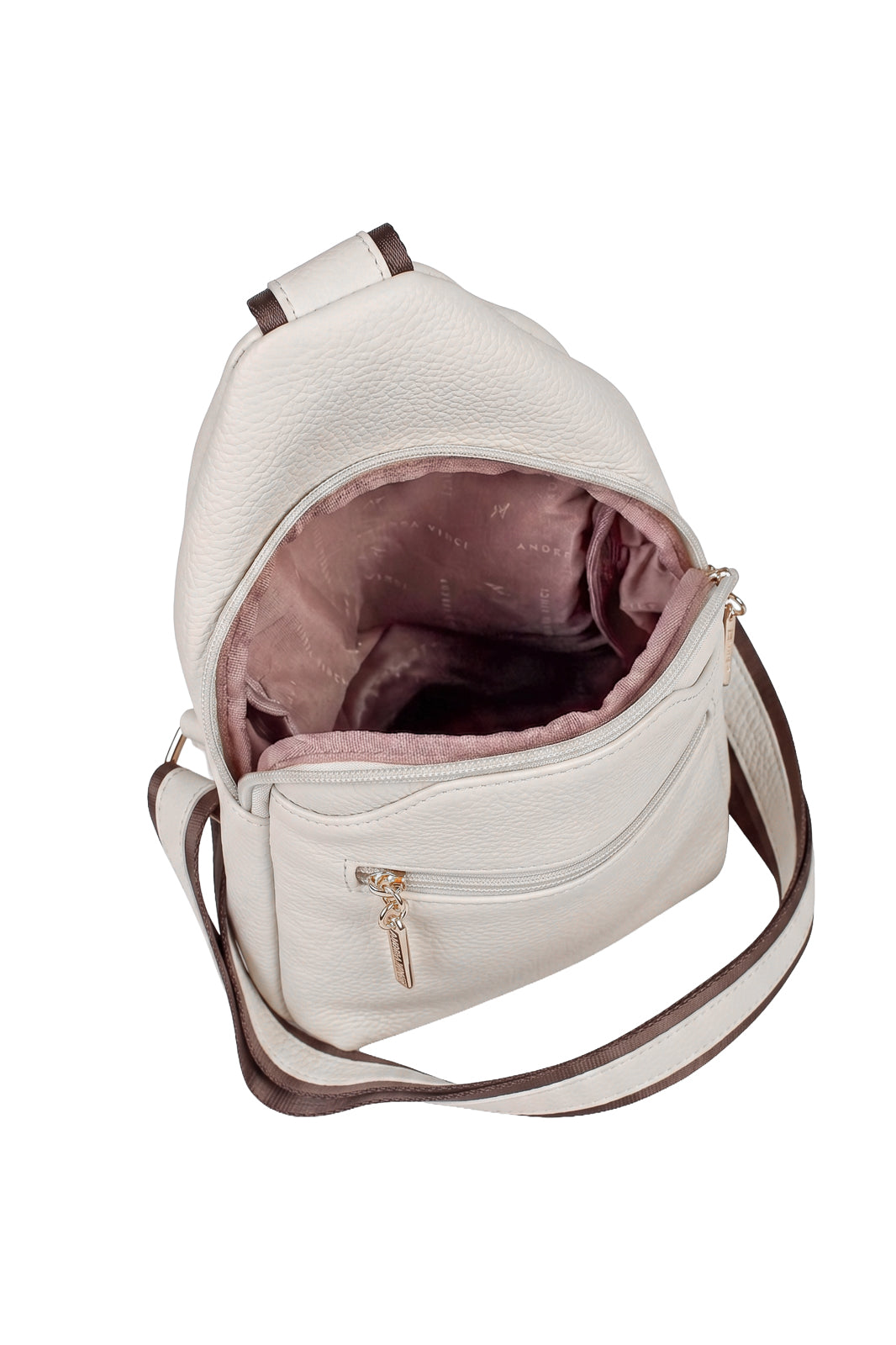 Mini mochila feminina transversal de couro liso Jenny