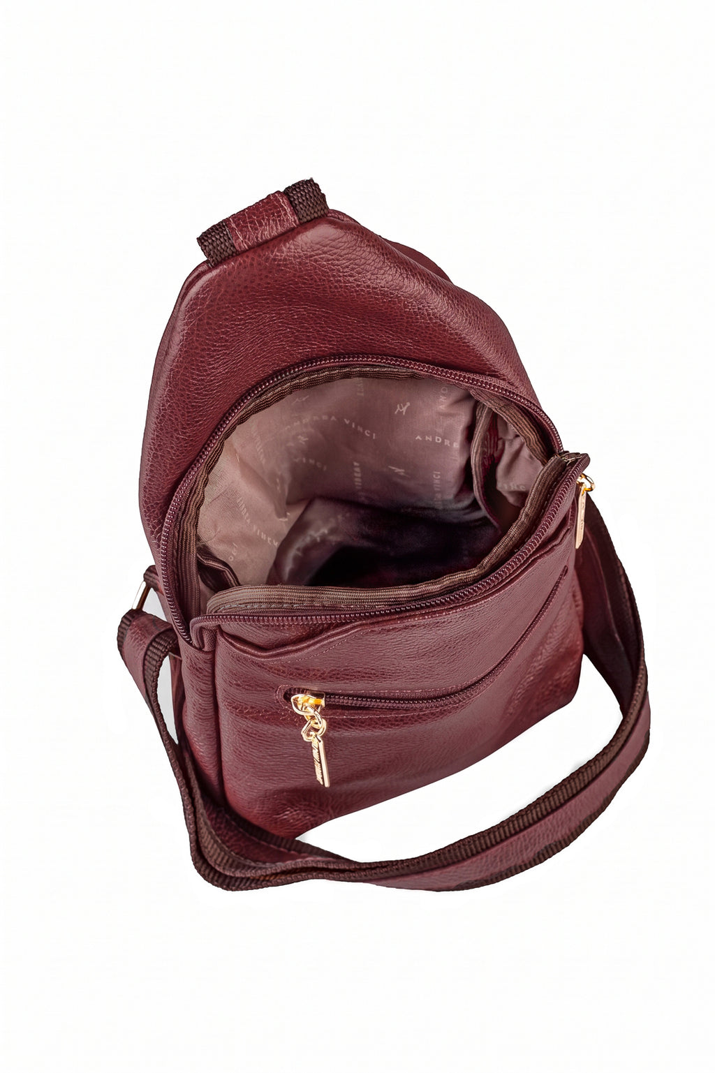 Mini mochila feminina transversal de couro liso Jenny