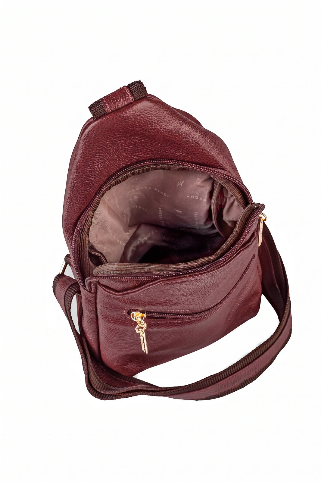 Mini mochila feminina transversal de couro liso Jenny