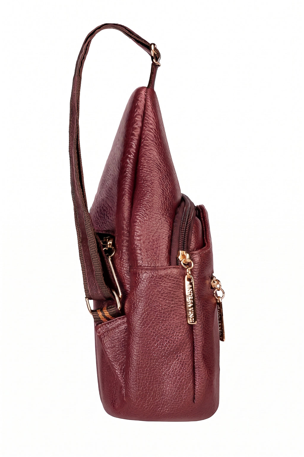 Mini mochila feminina transversal de couro liso Jenny