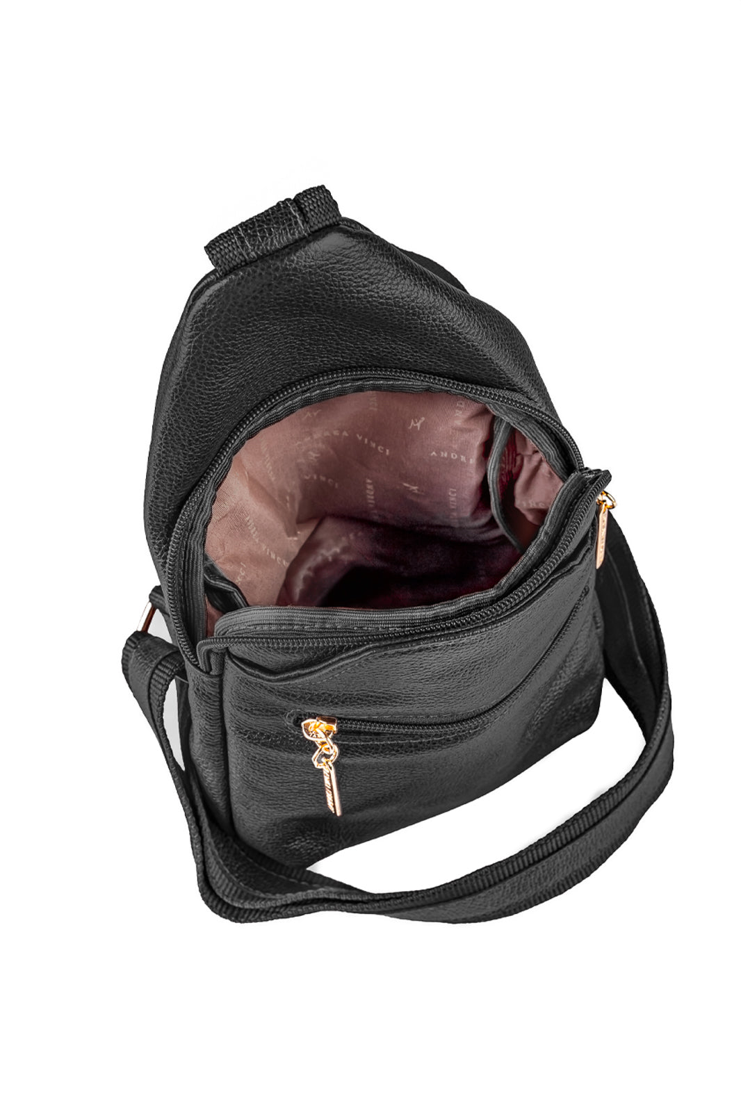 Mini mochila feminina transversal de couro liso Jenny