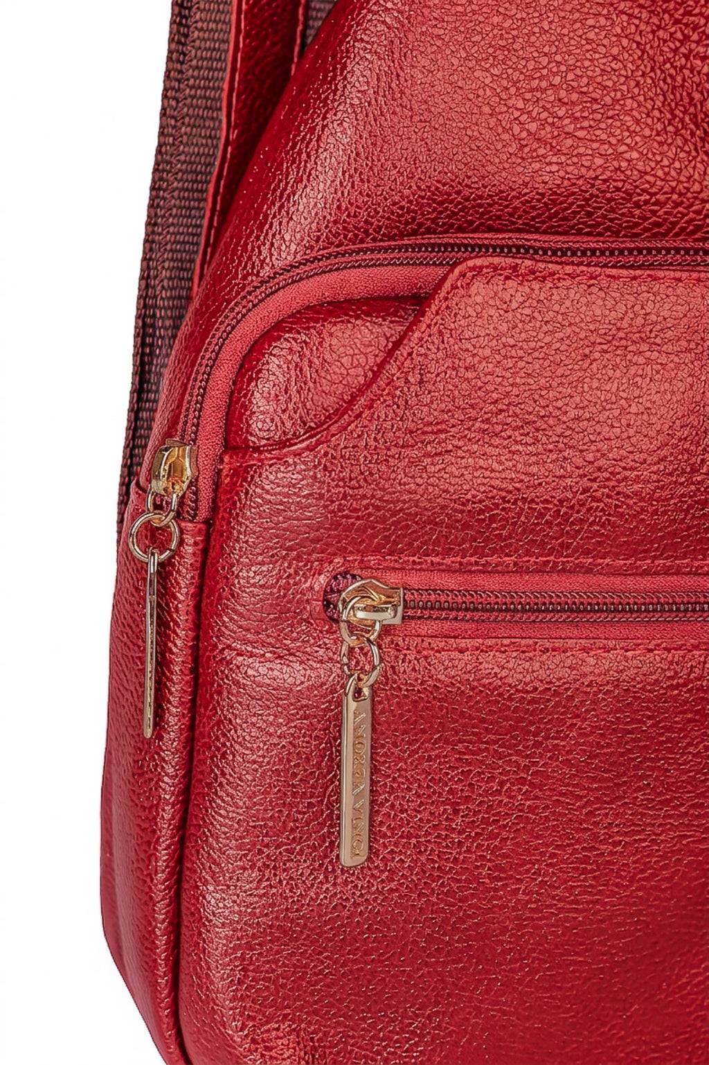 Mini mochila feminina transversal de couro liso Jenny