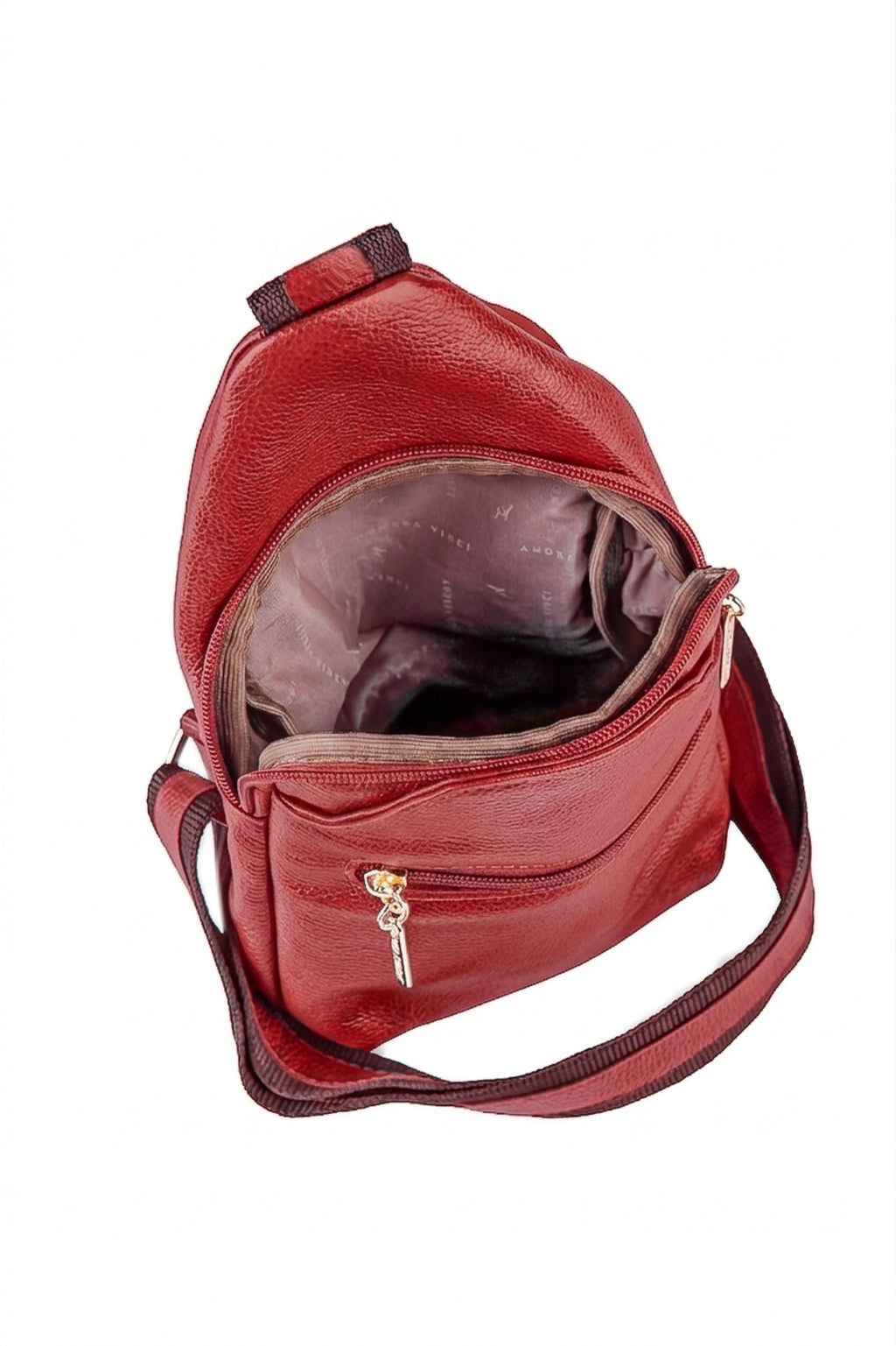 Mini mochila feminina transversal de couro liso Jenny