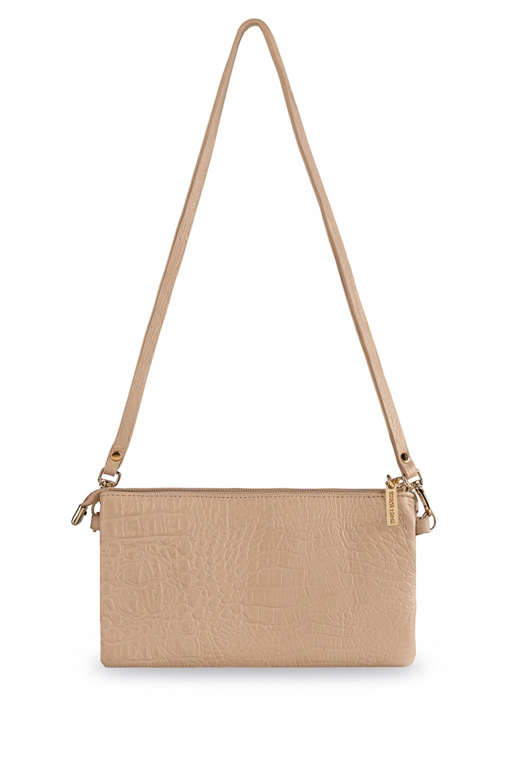 Bolsa transversal pequena de couro croco Tayná