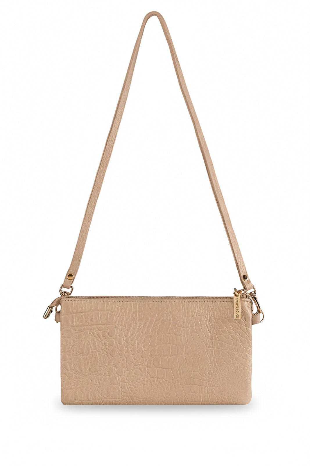 Bolsa transversal pequena de couro croco Tayná