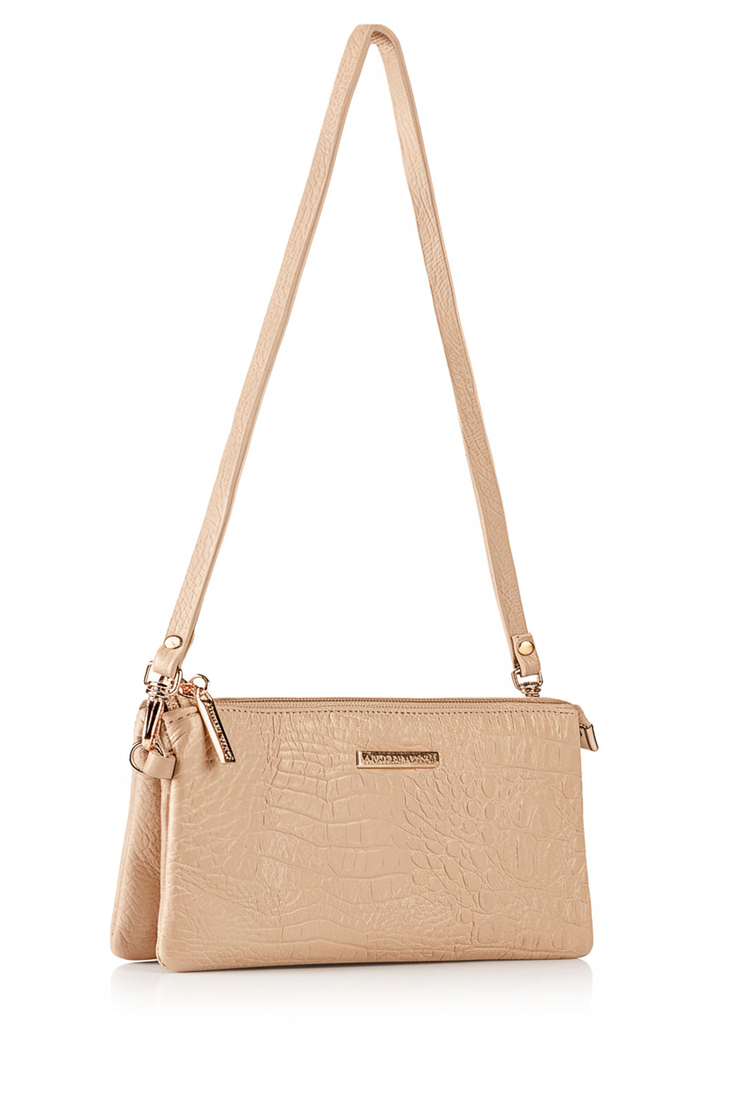 Bolsa transversal pequena de couro croco Tayná