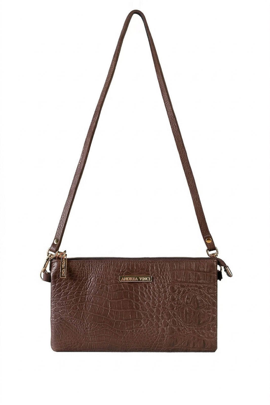 Bolsa transversal pequena de couro croco Tayná