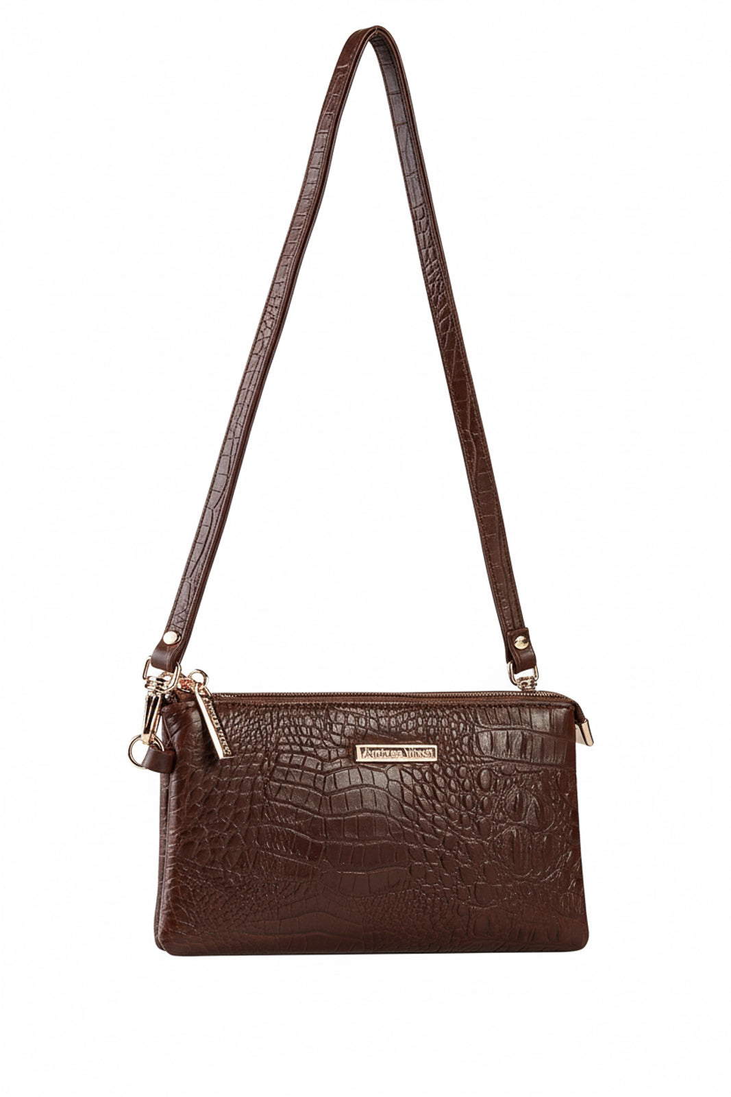 Bolsa transversal pequena de couro croco Tayná