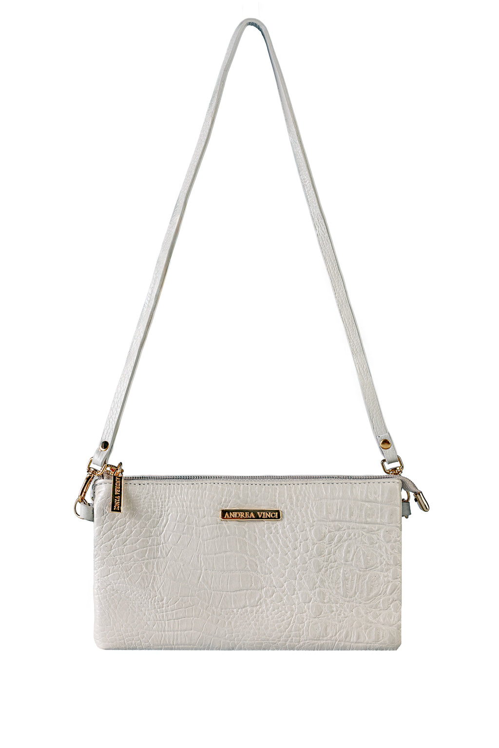 Bolsa transversal pequena de couro croco Tayná