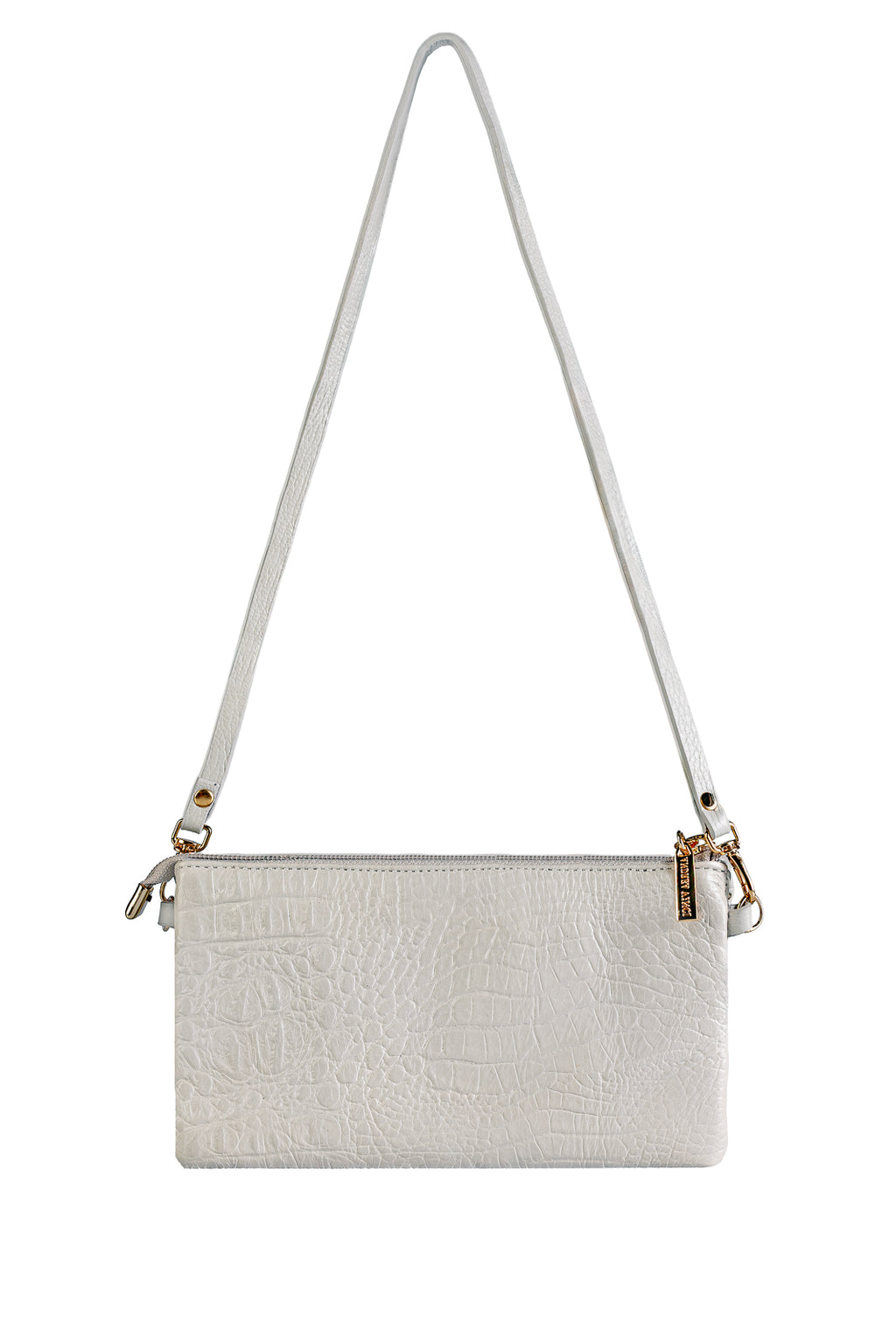 Bolsa transversal pequena de couro croco Tayná