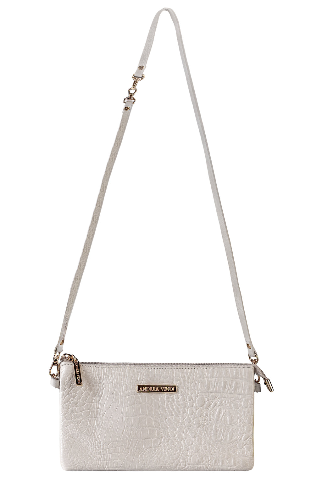Bolsa transversal pequena de couro croco Tayná