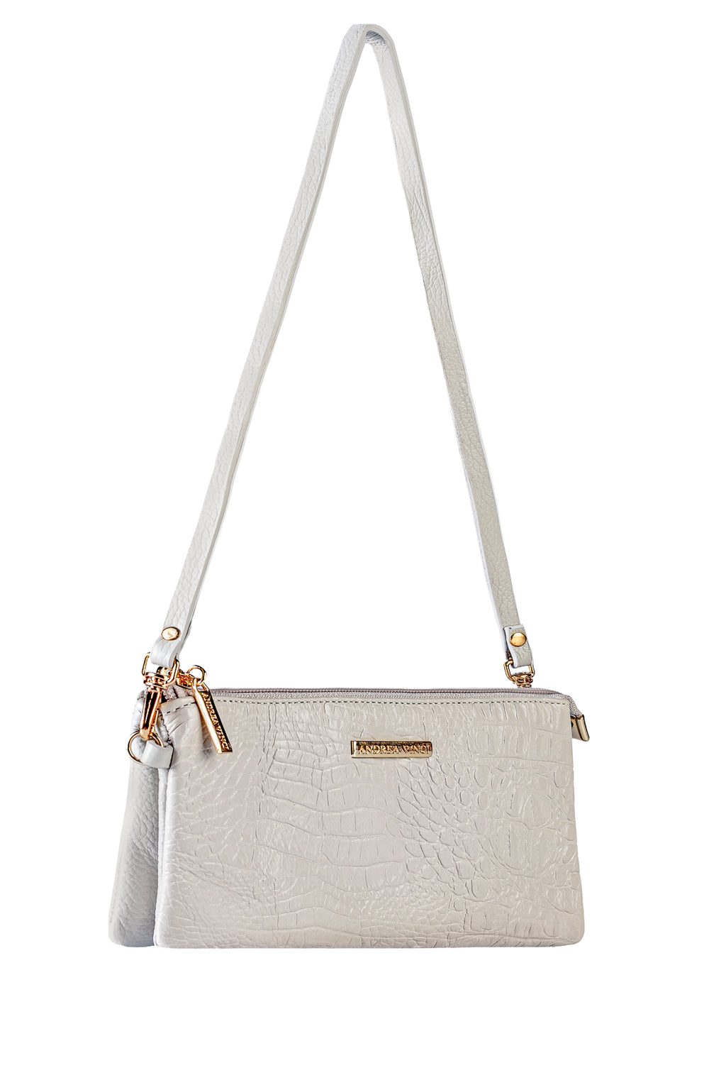 Bolsa transversal pequena de couro croco Tayná
