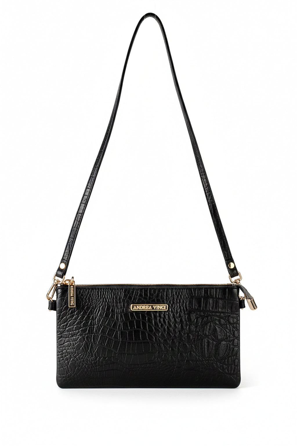 Bolsa transversal pequena de couro croco Tayná