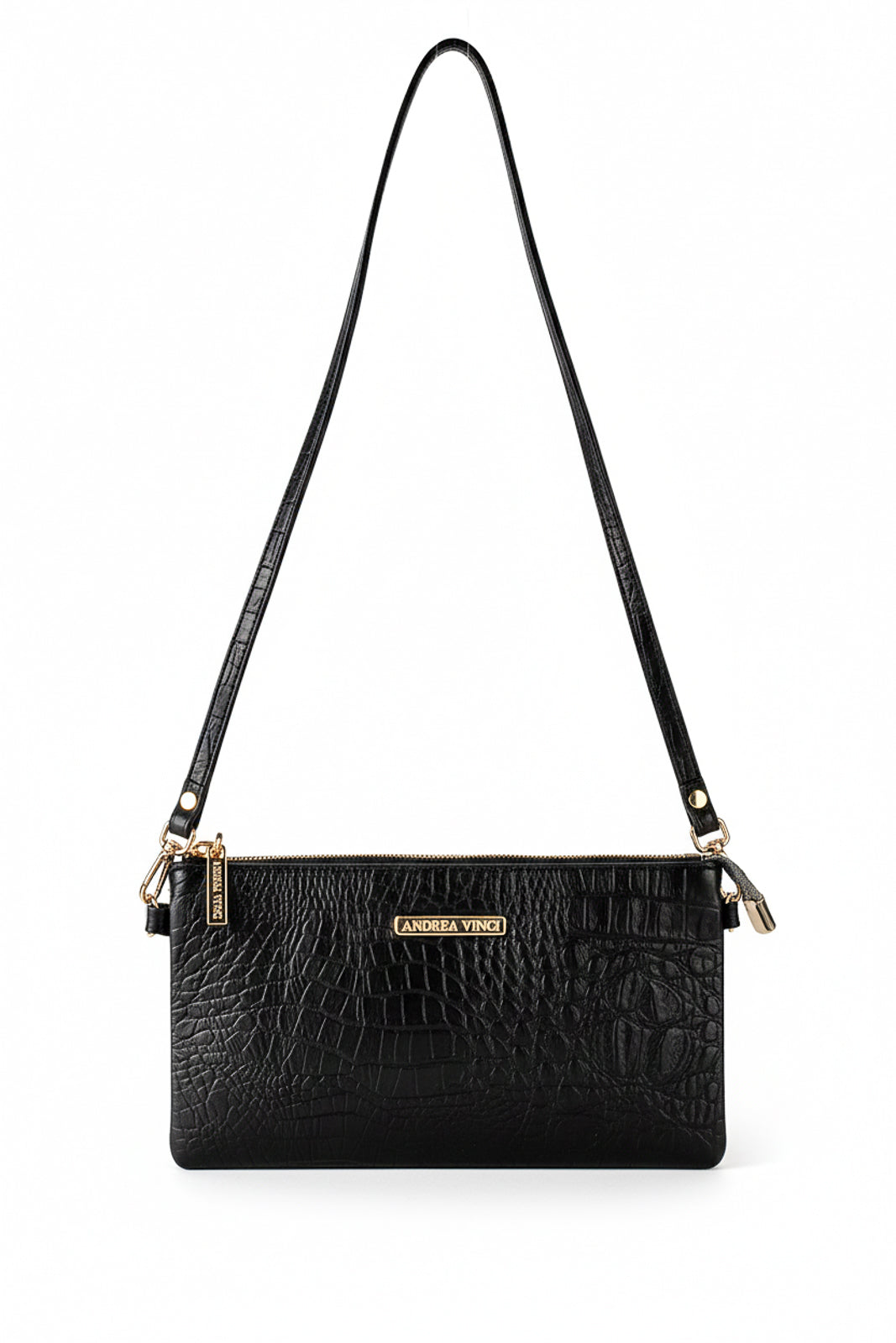 Bolsa transversal pequena de couro croco Tayná