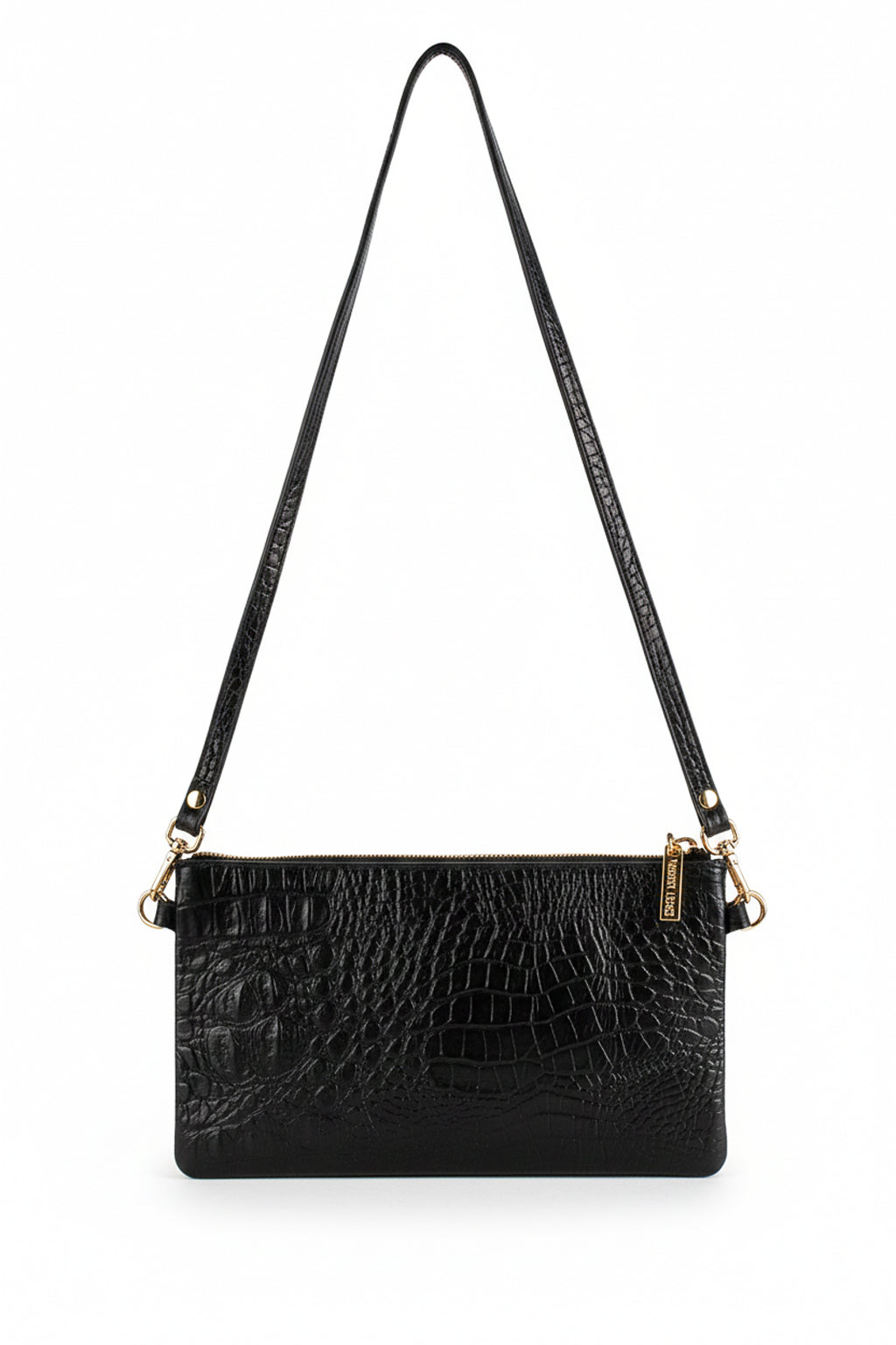 Bolsa transversal pequena de couro croco Tayná