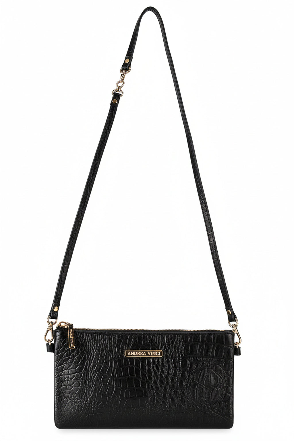 Bolsa transversal pequena de couro croco Tayná