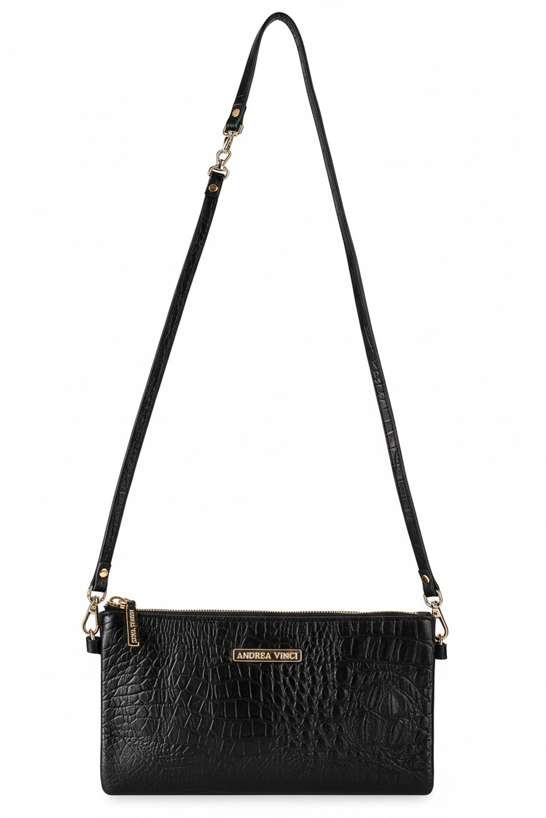 Bolsa transversal pequena de couro croco Tayná