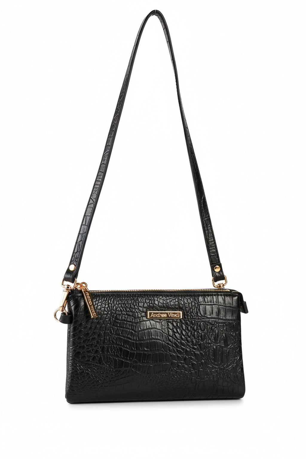 Bolsa transversal pequena de couro croco Tayná