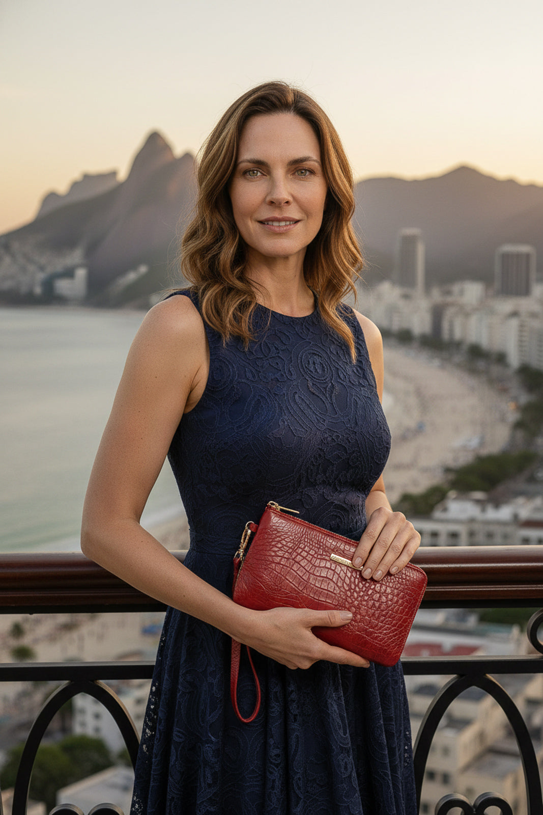 Bolsa transversal pequena de couro croco Tayná