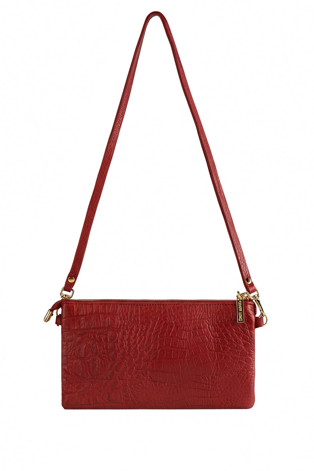 Bolsa transversal pequena de couro croco Tayná