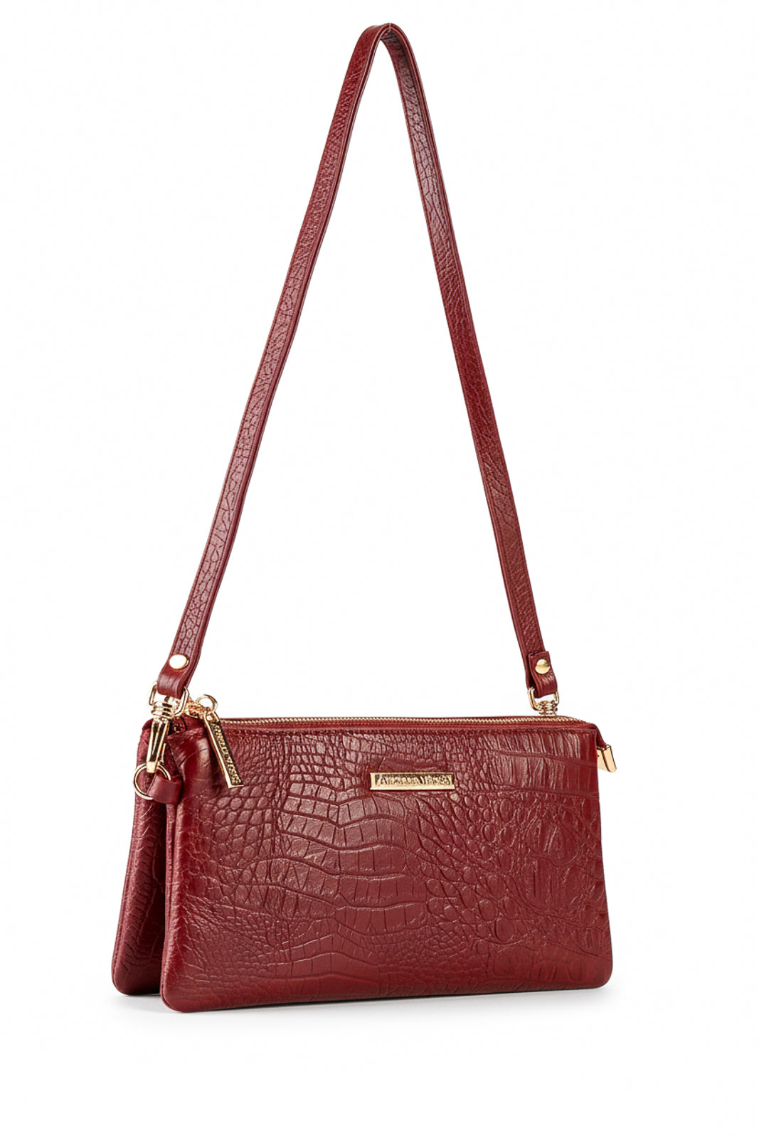 Bolsa transversal pequena de couro croco Tayná