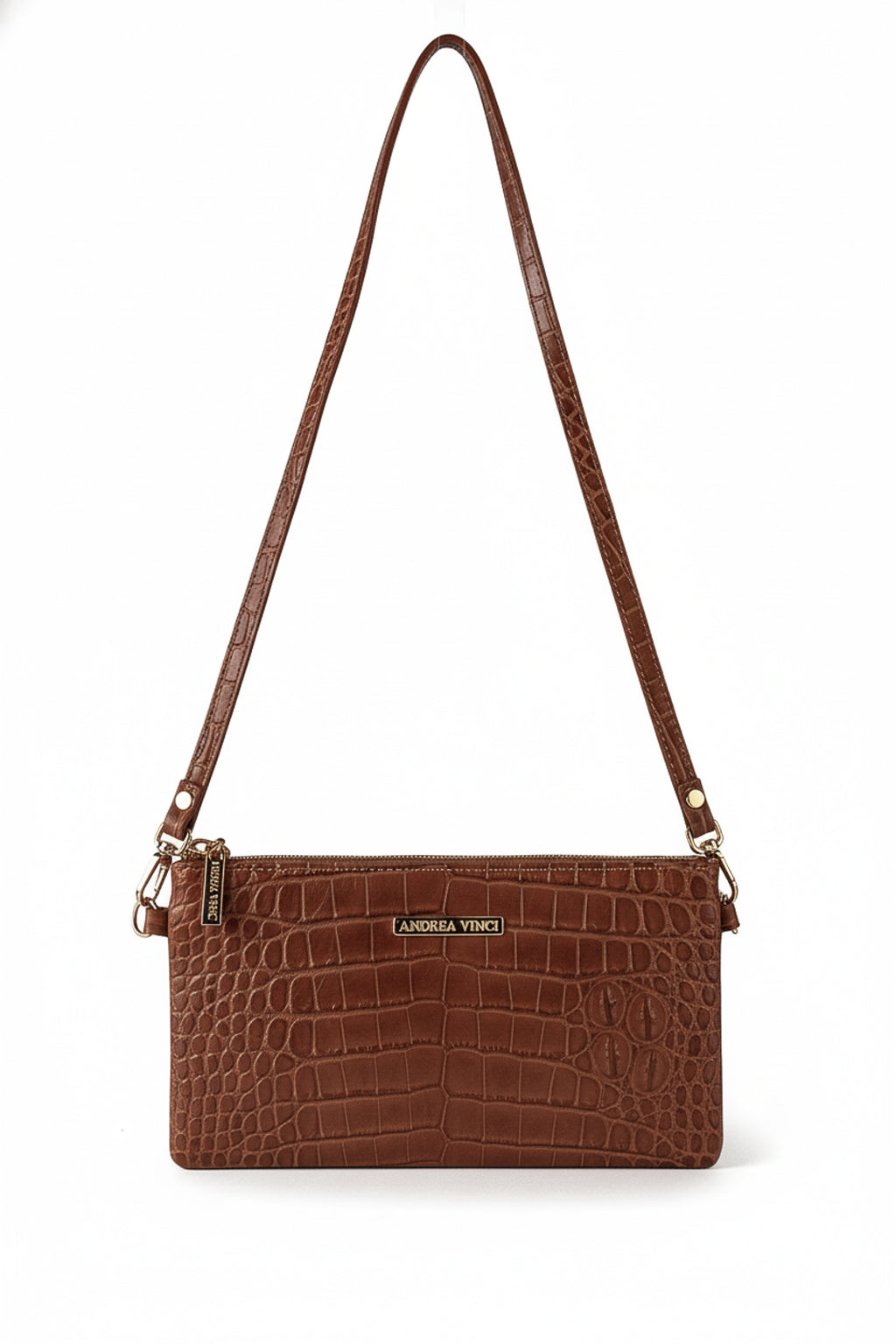 Bolsa transversal pequena de couro croco Tayná