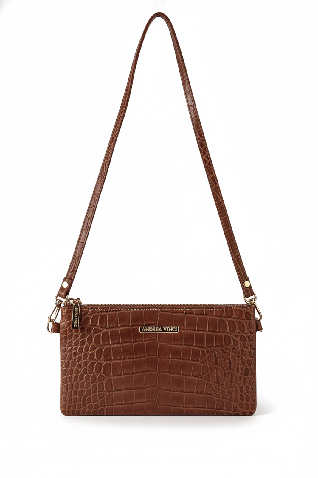 Bolsa transversal pequena de couro croco Tayná