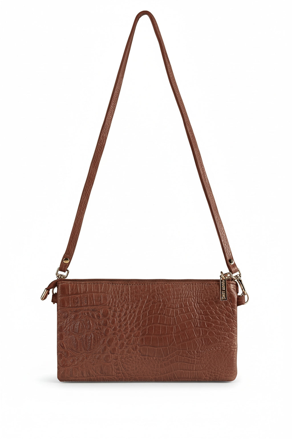 Bolsa transversal pequena de couro croco Tayná