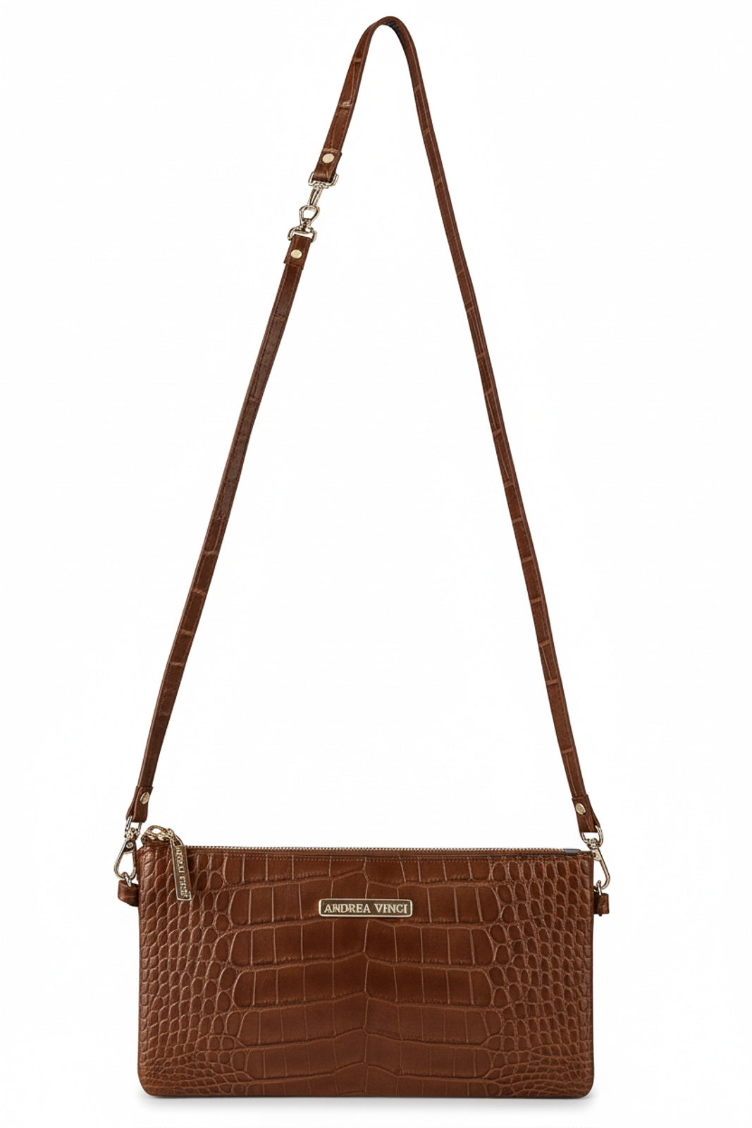 Bolsa transversal pequena de couro croco Tayná