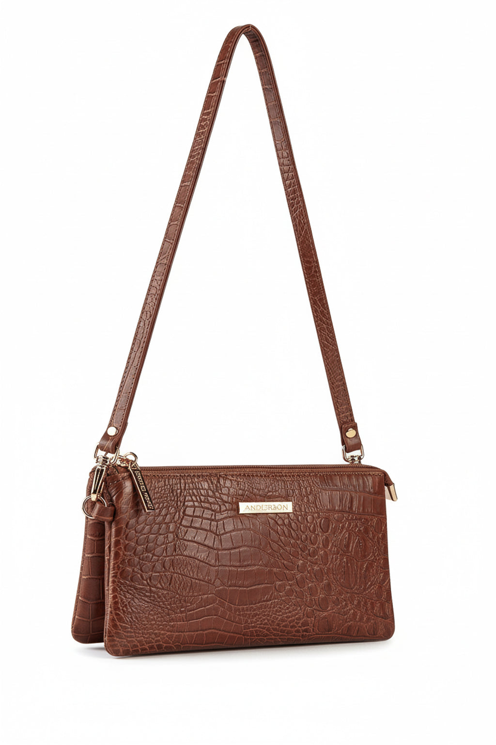 Bolsa transversal pequena de couro croco Tayná