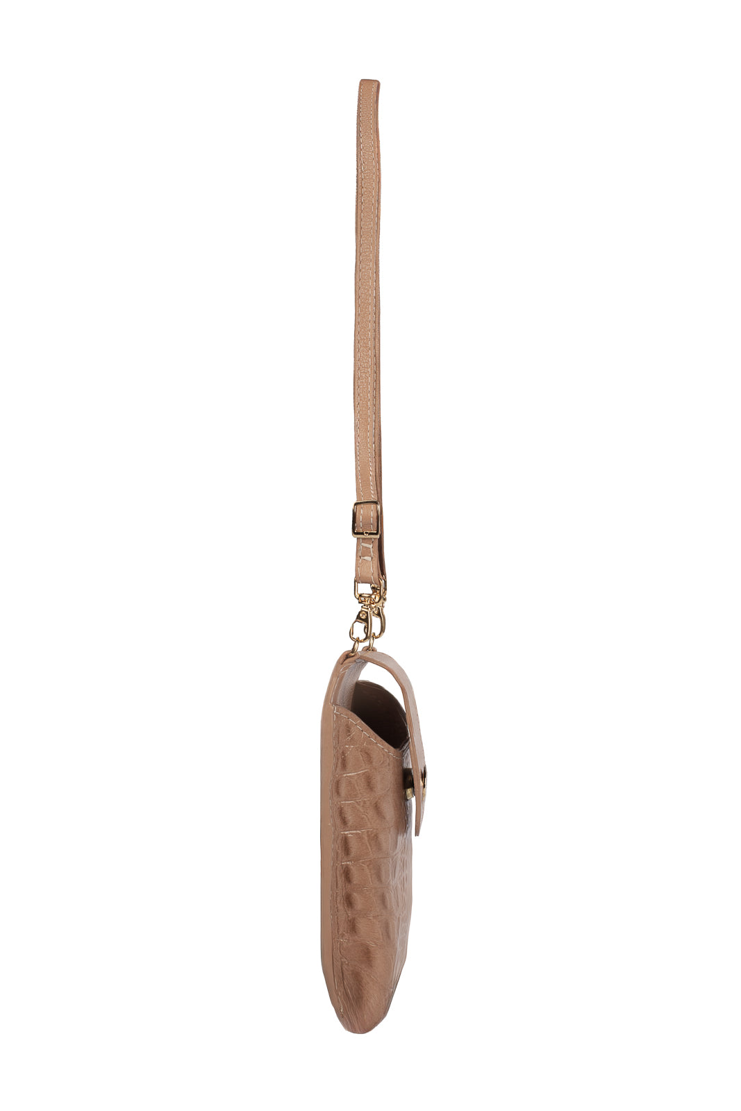 Bolsa porta celular feminina em couro croco Luna