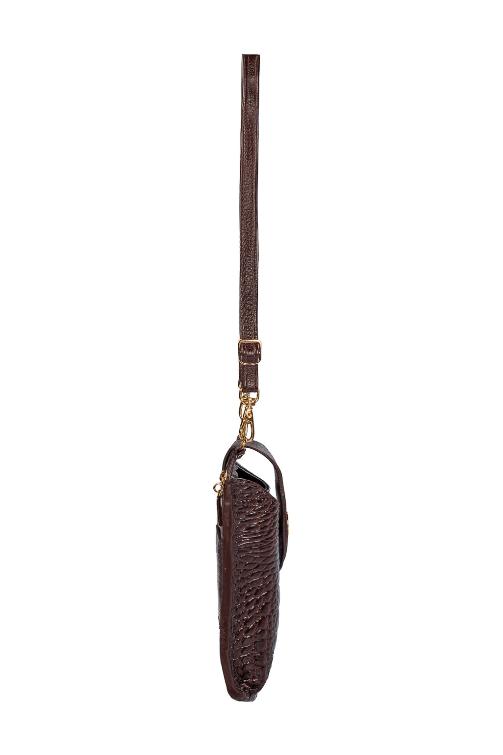 Bolsa porta celular feminina em couro croco Luna
