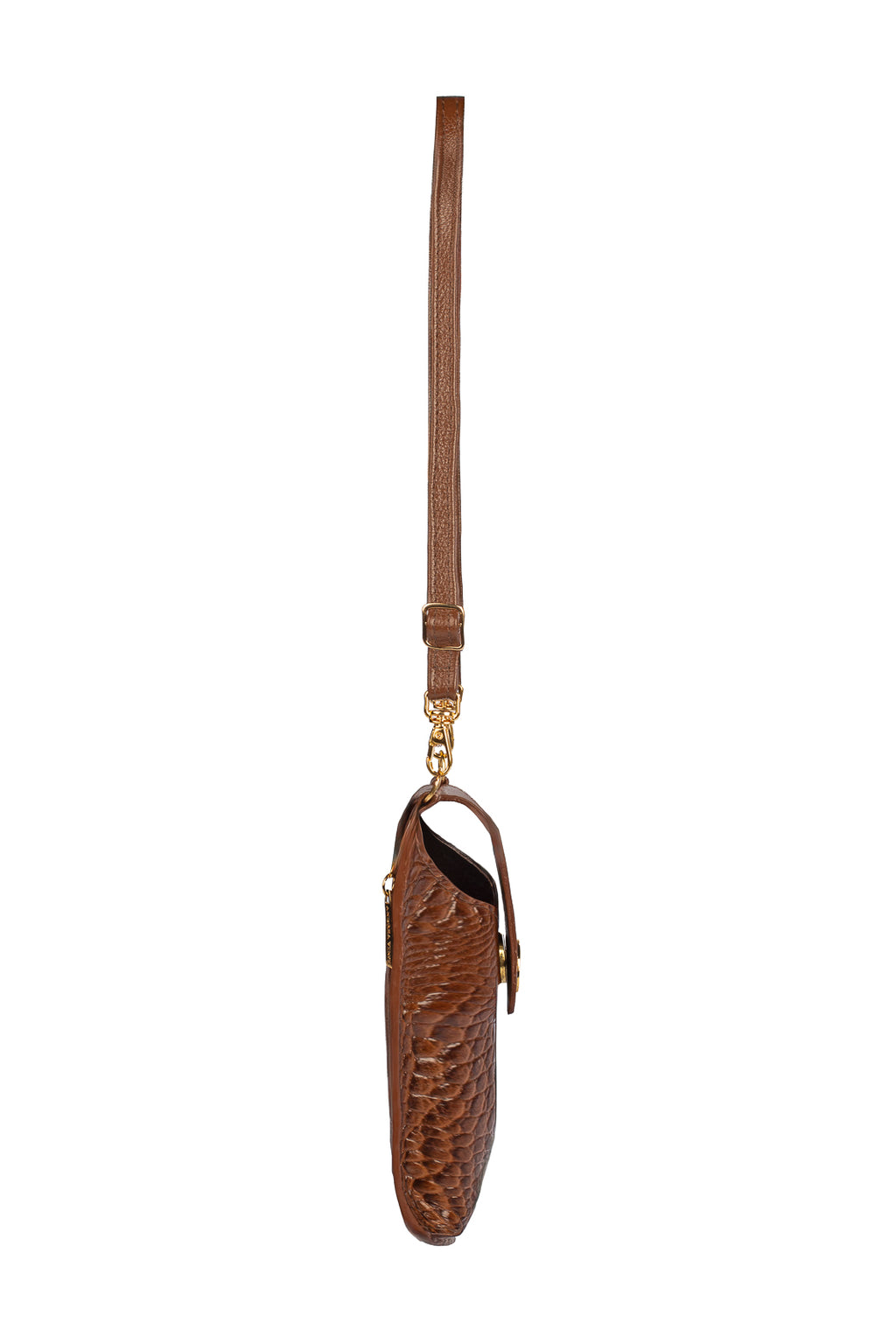 Bolsa porta celular feminina em couro croco Luna