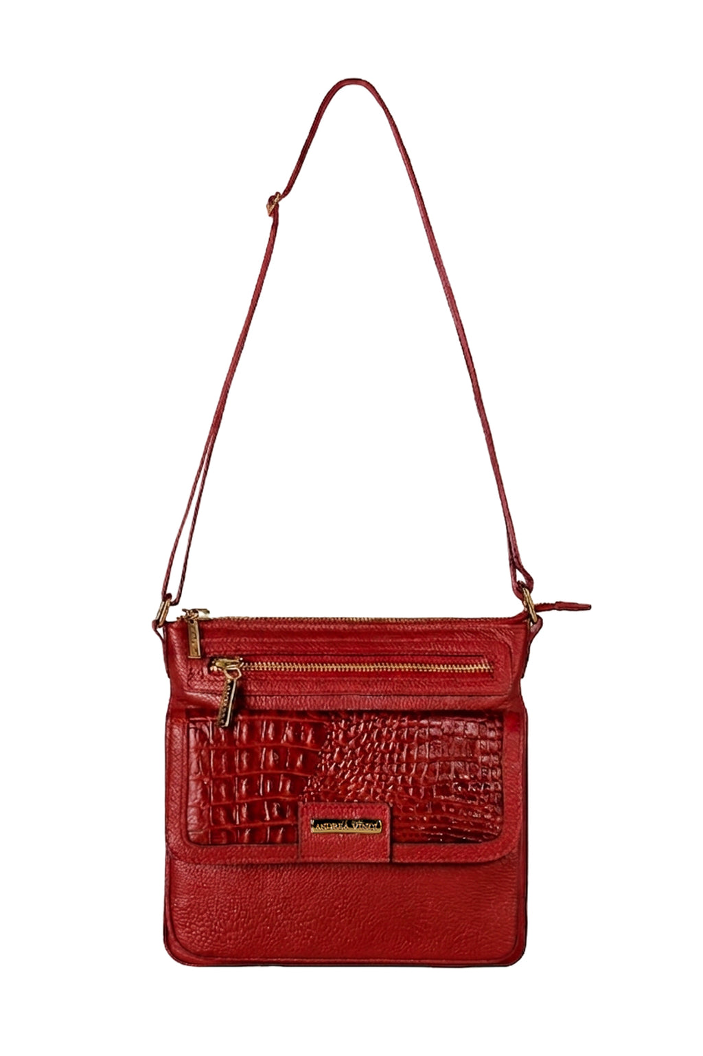 Bolsa pequena transversal em couro liso Emma