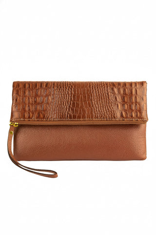 Clutch de couro croco Nikki