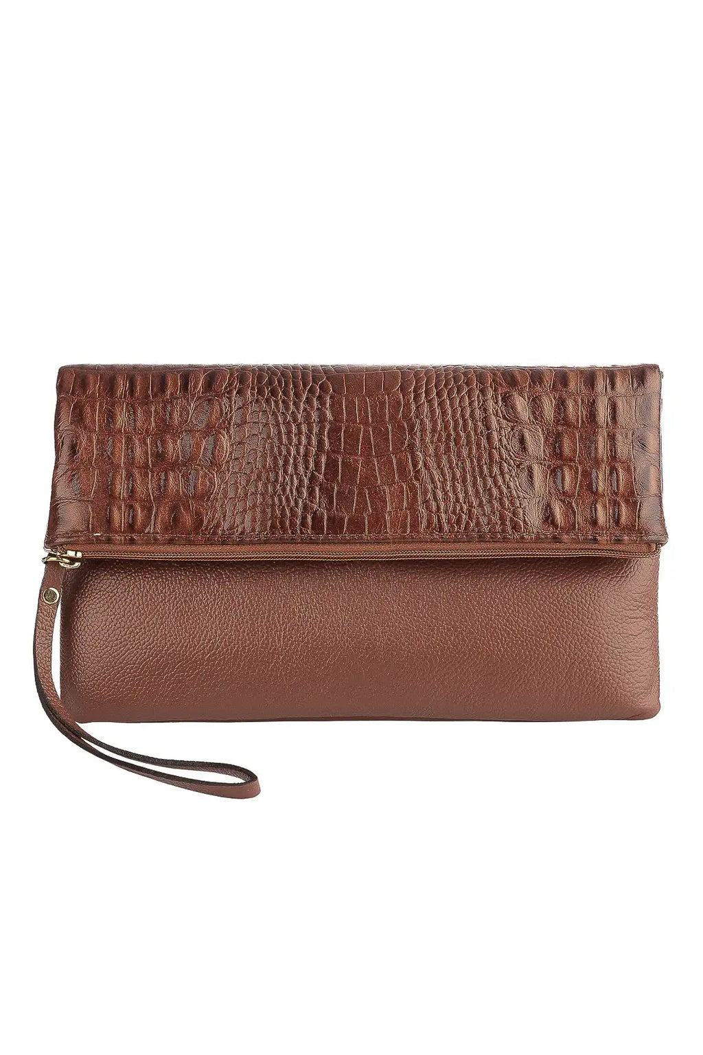 Clutch de couro croco Nikki - Enluaze