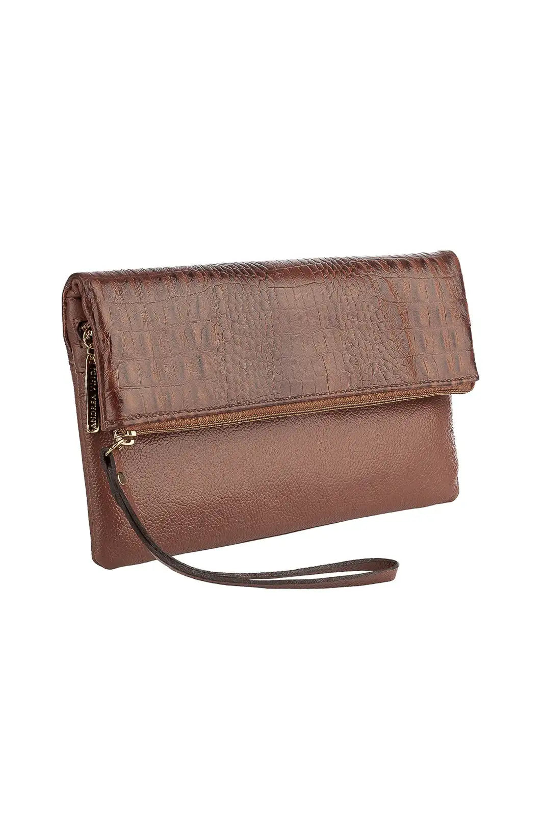 Clutch de couro croco Nikki - Enluaze