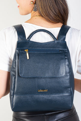 Mochila pequena antifurto couro liso Susan