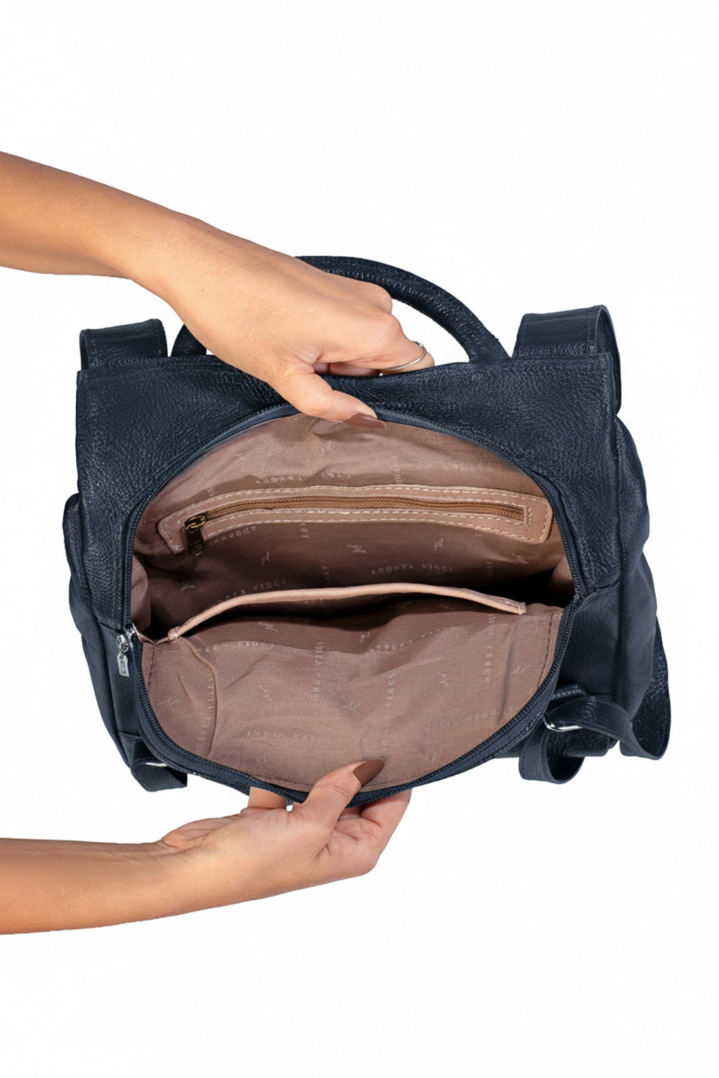 Mochila pequena antifurto couro liso Susan